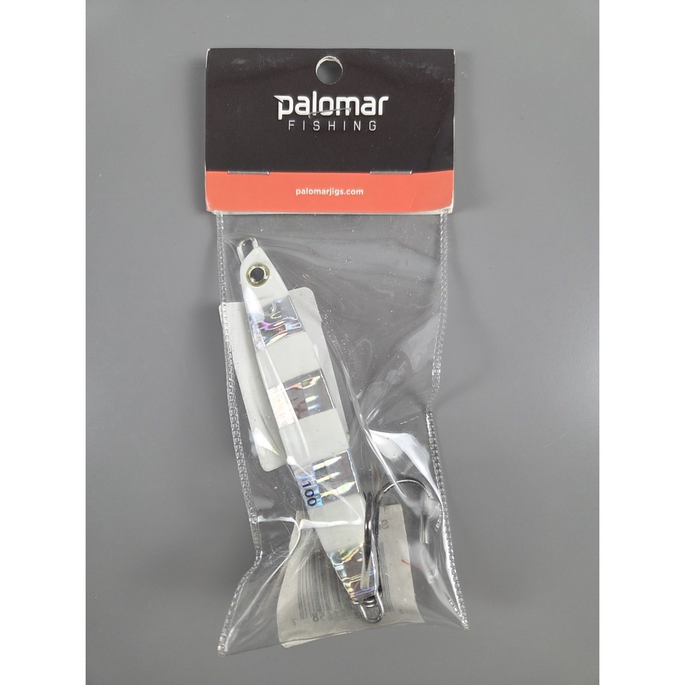Palomar Flat Fall Jig 100g Saltwater Vertical Slow Pitch Lure Silver Zebra - NEW